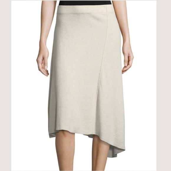 🌸2/$25 NIC + ZOE Heathered Cream Mod Twirl Assymetrical Skirt Knit Sweater - Picture 1 of 6